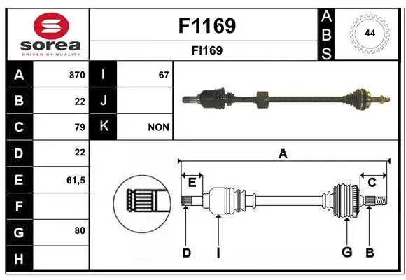 Arbre de transmission SNRA F1169 