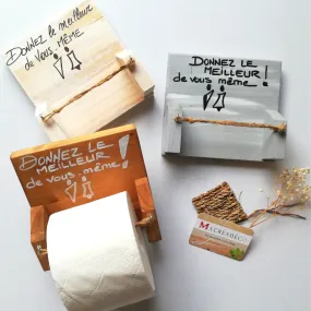 Dérouleur papier toilette mural en bois 