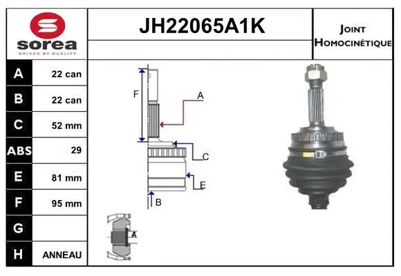 Jeu de joints, arbre de transmission TOPCAR JH22065A1K 
