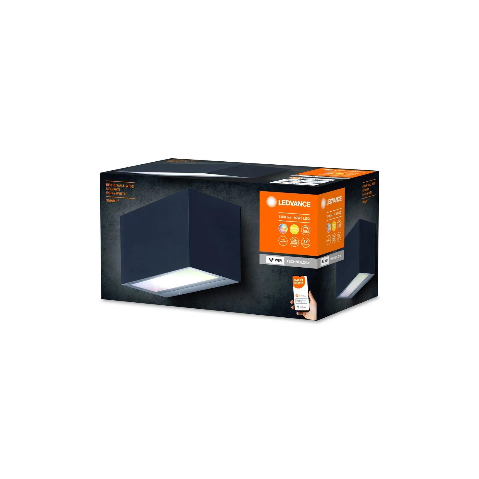 Ledvance Smart+ WiFi applique murale Brick Foncé Gris Extérieur 14W 600lm - 830 | RGBW