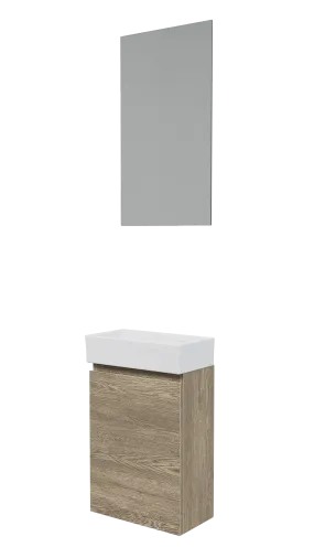 Linie Lado composition de meuble de toilette chêne gris avec plan céramique 40x22cm