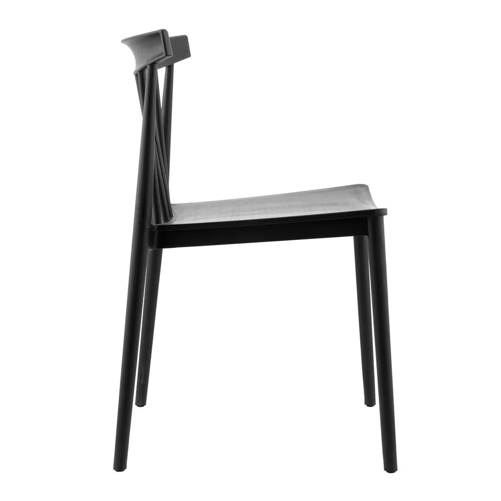 Lot de 4 chaises de terrasse noires en plastique oviala