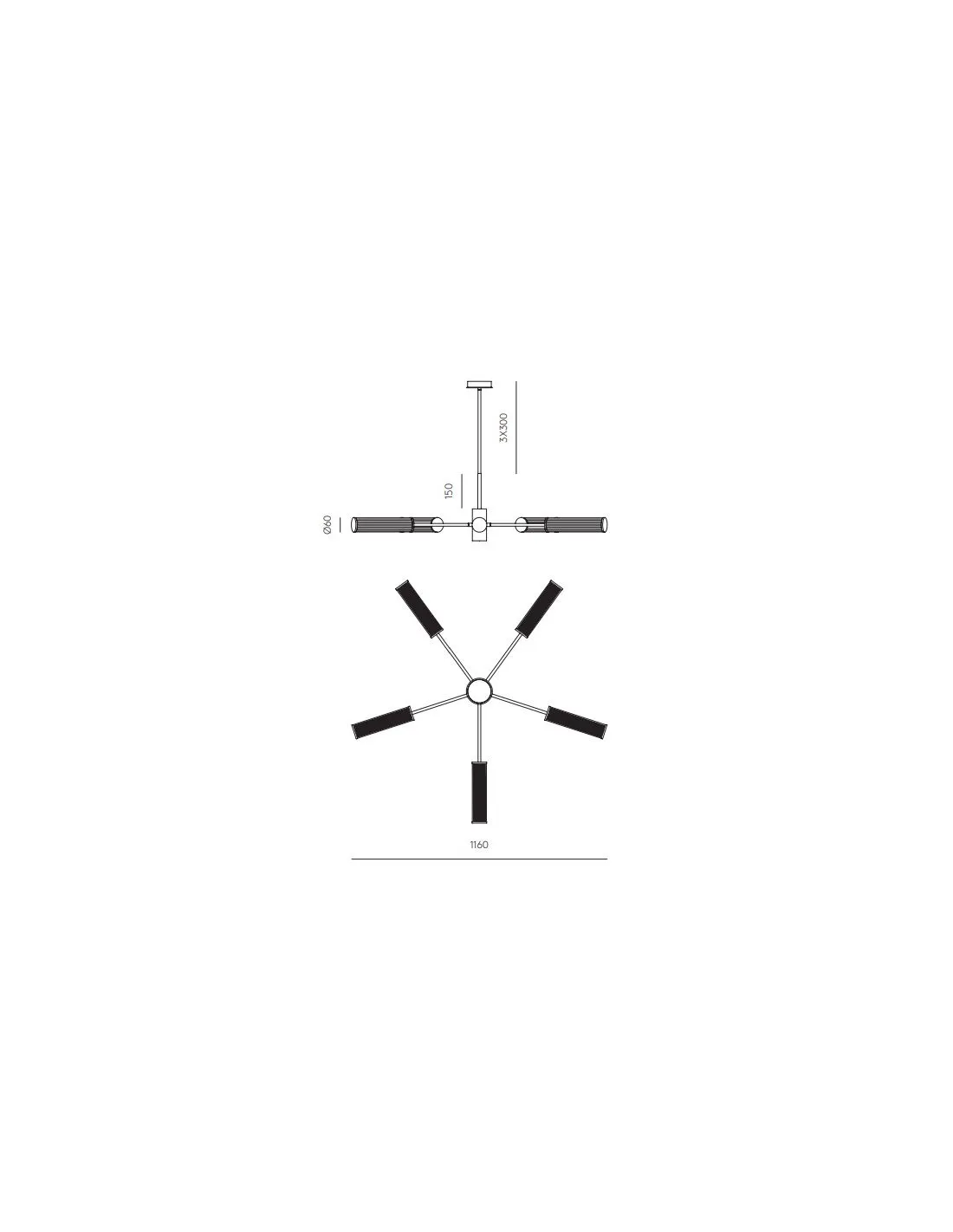 Plafonnier LED avec plusieurs abat-jour en verre Ison 8W 2700K | LéonLeds