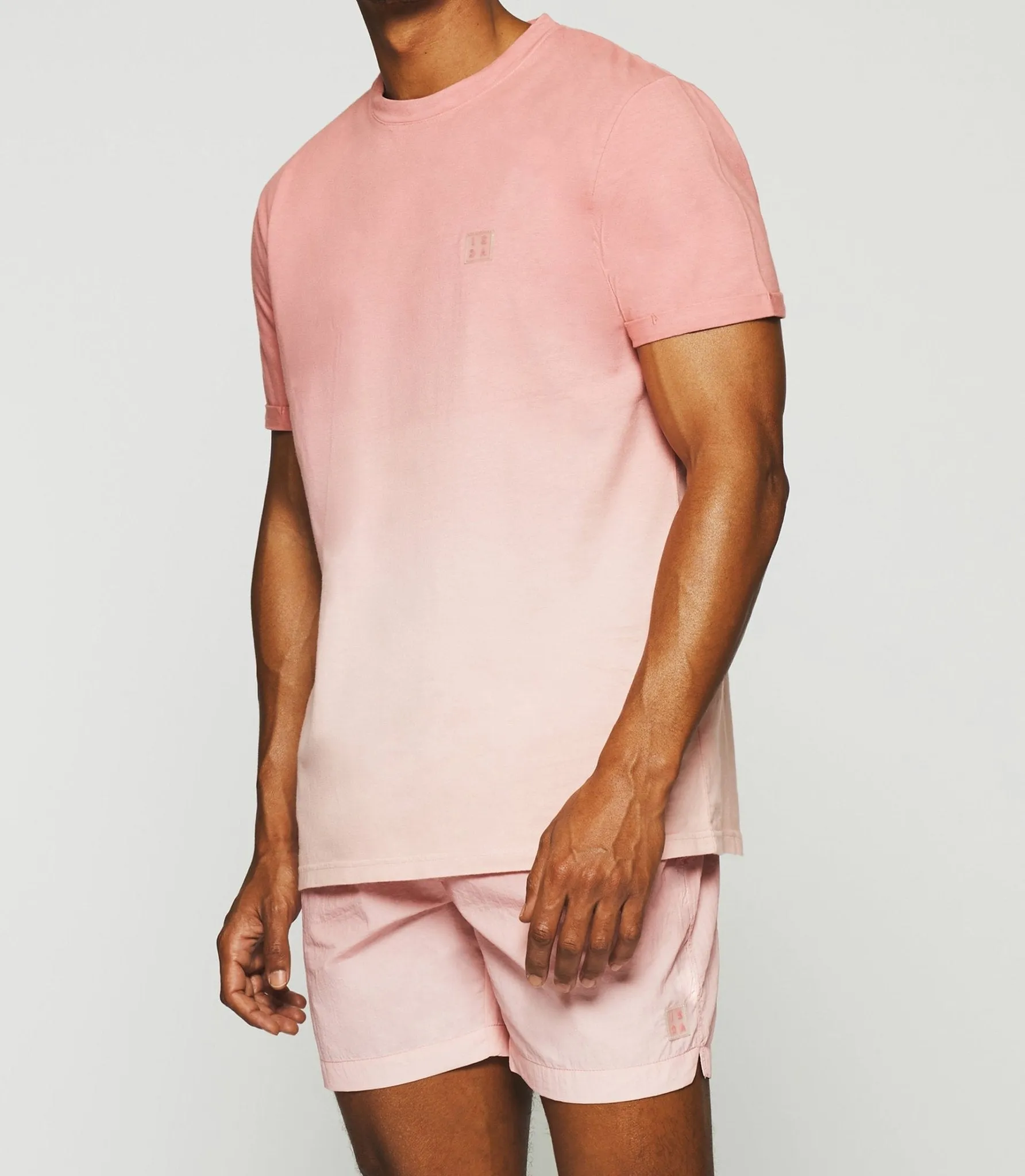 T-shirt à manches courtes dégradé dip dye rose GUYTO