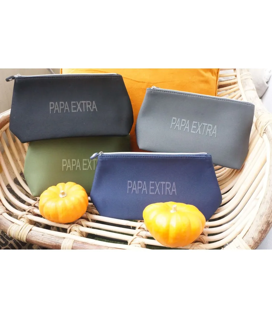 TROUSSE HOMME PAPA EXTRA NEOPRENE GRIS NECESSAIRE VOYAGE TOILETTE