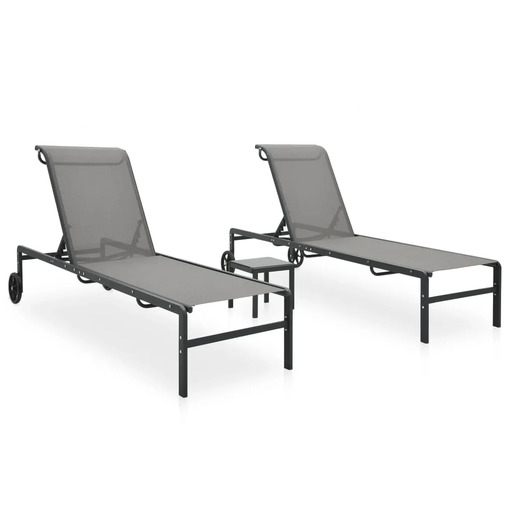 vidaXL Chaises longues lot de 2 avec table Textilène et acier | vidaxl-fr