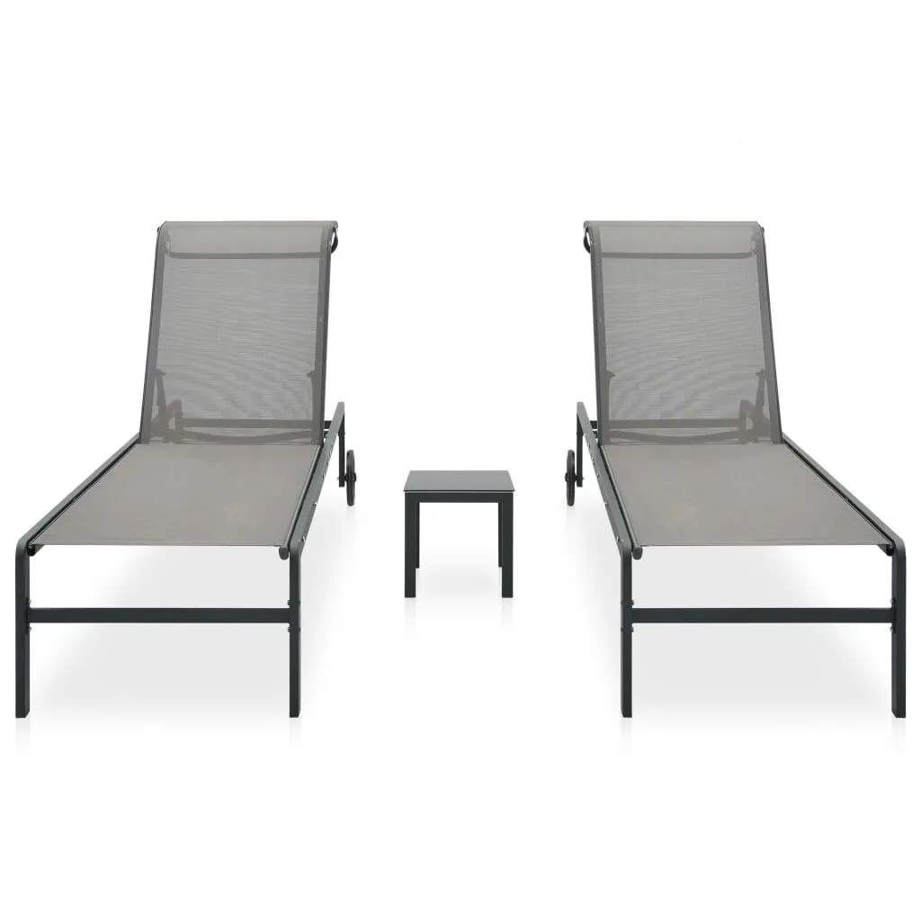 vidaXL Chaises longues lot de 2 avec table Textilène et acier | vidaxl-fr